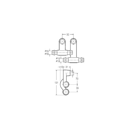 Sanpress-złączka przyłączeniowa do grzejnika z SC-Contur brąz, nr wzoru 2273.1 d1: 18 G: ½ d2: 18