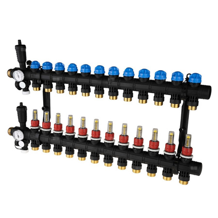 Rozdzielacz do ogrzewania podłogowego AFRISO ProCalida EF1 12-obieg. poliamid GZ 1'' x euroconus 3/4''