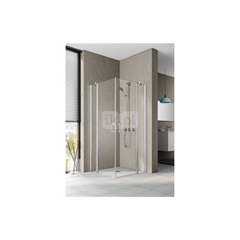 Kermi wejście narożne PEGA EPR 0900x 2000, połowa prawa, kolor srebro wysoki połysk, szkło ESG 6 mm przezroczyste