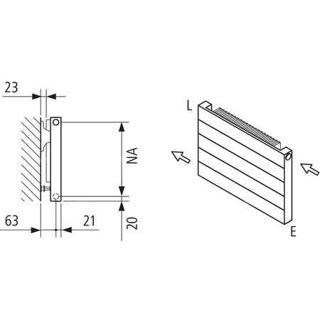 Grzejnik płytowy typ 11 KERMI HHN, z osłonami wym. 350 x 2600 mm, kolor biały, moc 1552 W