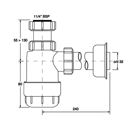 Butelkowy niski MCALPINE HC2 pp biały 32 (rozmiar 1 1/4'')