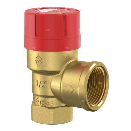 Zawór przelewowy kątowy (90') FLAMCO MEIBES Prescor mosiądz, 2.5 bar GW cylindryczny bspt-rp 1/2'' x 3/4''