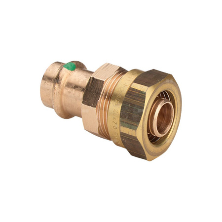 Złącze przejściowe Sanpress VIEGA 2213 trzyczęściowy, brąz / brąz, 15 mm x 16 mm (mz x zz), 54 mm, (głębokość: 16 mm) z uszczelką