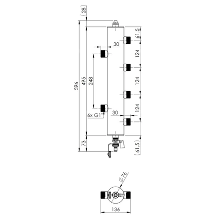 Rozdzielacz do instalacji c.o. AFRISO BLH 860 GZ 1'', 2-obieg. GZ 3/4'', max. 70 kW