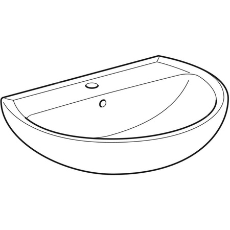 Umywalka Koło Rekord: 65x49cm, Otwór na baterię=Na środku, Przelew=Widoczny, Biały