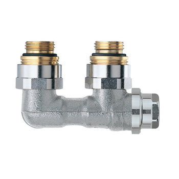 Vekolux Rp1/2 - Zestaw przyłączeniowy do grzejników dolnozasilanych z wkładką zaworową z funkcją odcięcia i opróżniania, kątowy,