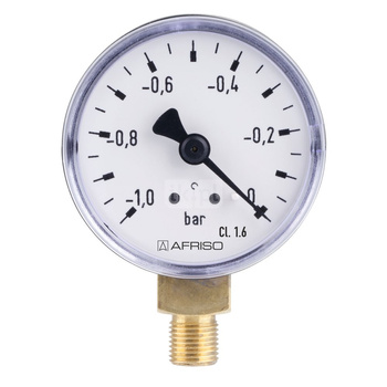 Manometr z rurką Bourdona AFRISO RF grzewczy 0/6 bar G1/4B radialne fi 50 mm, kl. 2.5%