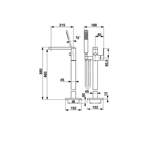 Bateria wannowa stojąca KFA Armatura LOGON, kolor czarny