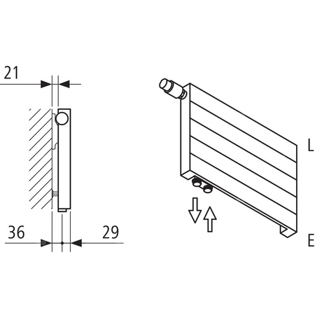 Grzejnik płytowy typ 10 KERMI V-HHV wym. 140 x 2800 mm, kolor biały, moc 490 W