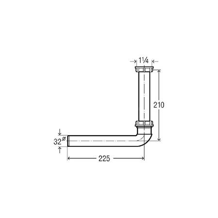Łuk odpływowy 90 st. tworzywo sztuczne, nr wzoru 5632.2 G: 1¼ DN: 32 L: 225