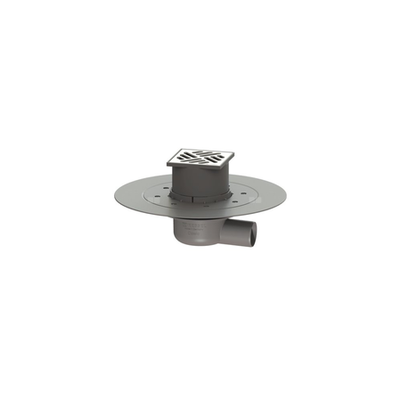 Wpust KESSEL Classic z 1 przyłączem DN 50, odpływ poziomy (zdejmowany), kratka 100x100mm stal nierdzewna