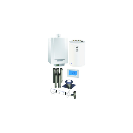 Pakiet - Kocioł gazowy jednofunkcyjny DE DIETRICH MCR3 Evo 24T kondensacyjny wiszący 6.1 - 24.8 kW+ Zestaw powietrzno-spalinowy + RegulatoriSense + Zasobnik c.w.uSRK100MG