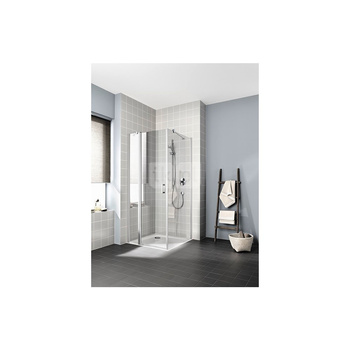 Kermi Drzwi wahadłowe Cada XS 1NR, 1-skrz. z polem stałym, szerokość 1200 mm wysokość 2000 mm, otwierane w prawo, kolor srebro wysoki połysk, szkło ESG 5 mm Serigrafie Cada XS