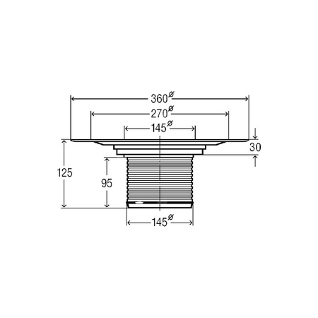 Wpust VIEGA 49961 z 1 przyłączem DN 50, odpływ poziomy, kratka 100x100mm stal