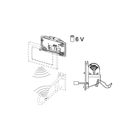 Mechanizm spłukujący elektroniczny do WC TECE planus, zasilanie bateryjne 6 V, przycisk elektryczny montowany na poręczy - wersja bezprzewodowa