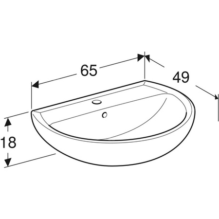 Umywalka Koło Rekord: 65x49cm, Otwór na baterię=Na środku, Przelew=Widoczny, Biały