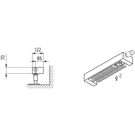 Konwektor Kermi V-Konvektor Typ22 BH140x122x3000mm QN2181, weiß, 6 bar, m. Abd., Vent. re