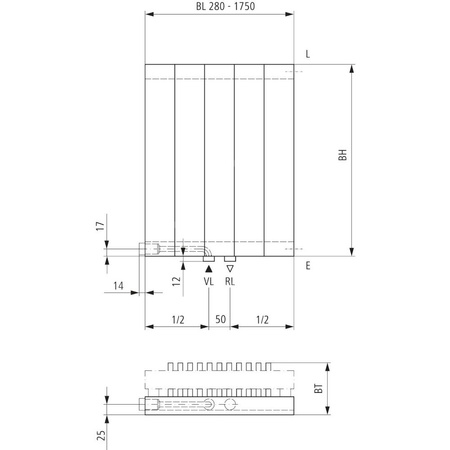 Grzejnik płytowy typ 22 KERMI V-HVV wym. 2200 x 280 mm, kolor biały, moc 1271 W
