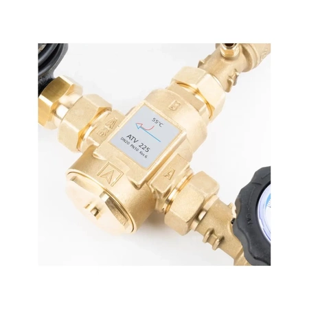 Grupa ochrony powrotu kotła BTA 110 AP z zaworem temperaturowym ATV, 3x GW G1'', 55 st. C, Kvs 6, AFRISO APH 15-7/130