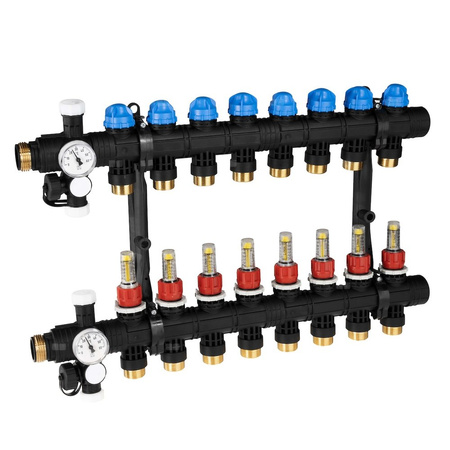 Rozdzielacz do ogrzewania podłogowego AFRISO ProCalida EF1 8-obieg. poliamid GZ 1'' x euroconus 3/4''