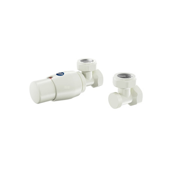 ZAWÓR TERMOSTATYCZNY ELEGANT - ELGS026C/FK - KĄTOWY - BIAŁY/ICE CREAM STRUCTURA-C57 + ZŁĄCZKI NA PEX