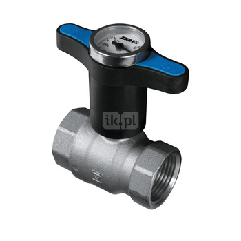 Zawór kulowy HERZ MODUL mosiądz niklowany, PN25 DN 25 GW z termometrem, uchwyt: motylek