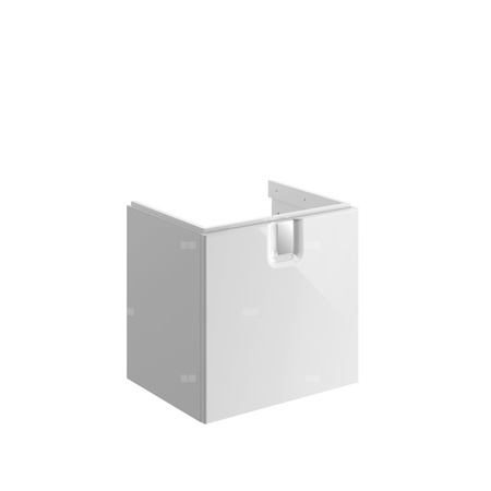 Szafka pod umywalkę Koło Twins, z jedną szufladą, B60cm, korpus i front: biały / lakierowany na wysoki połysk, uchwyt: chromowany z połyskiem 