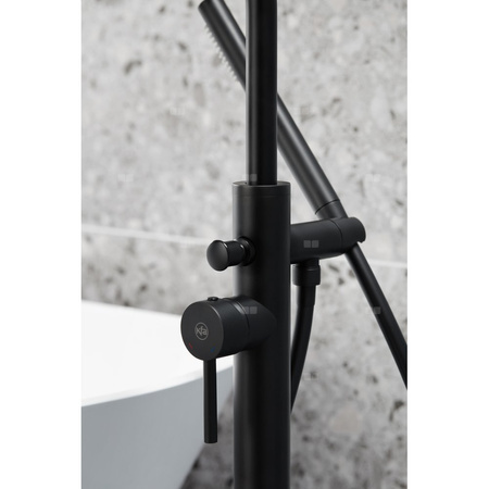 Bateria wannowa stojąca KFA Armatura MOZA, kolor czarny, montaż podłoga