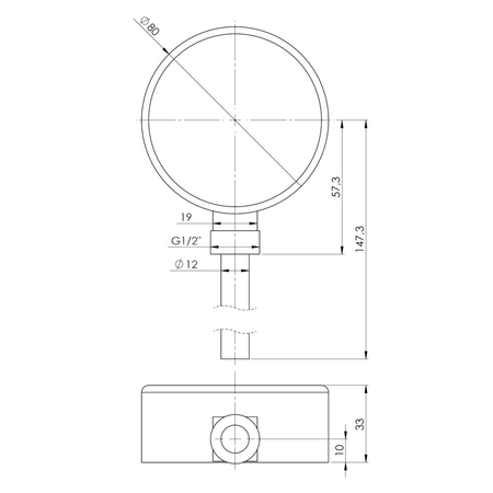 Termometr bimetaliczny AFRISO BiTh fi 80 mm -20…60'C tuleja 100 mm połączenie rad