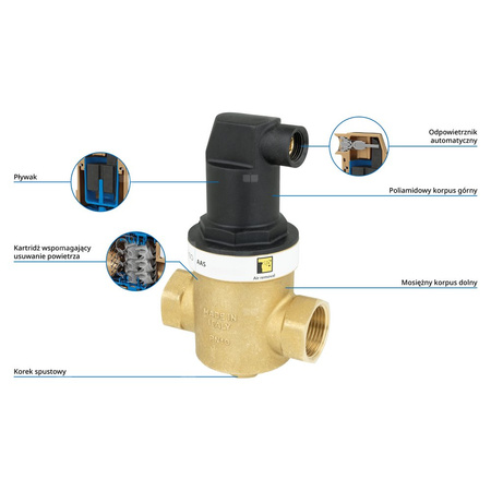 Separator powietrza AAS 280, z odpowietrznikiem automatycznym, przyłącze stałe GW G1''