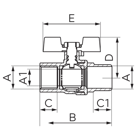 Zawór kulowy gazowy 3/4" GW- GZ typ 61 z motylkiem