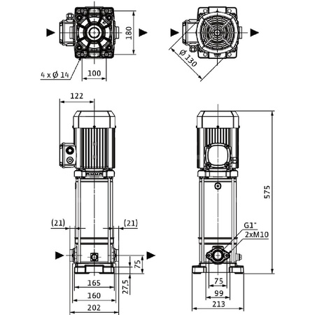 Wilo-Medana CV1-L.408-1/E/E/160 pionowa wysokociśnieniowa pompa wirowa