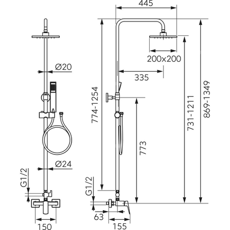 VITTO VERDELINE zestaw natryskowy NP81 z baterią BVI7UVL, czarny