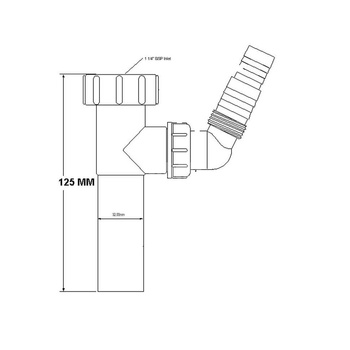 Przedłużka do syfonu umywalkowego 11/4"x32mm z podłączeniem do pralki lub zmywarki CHROM