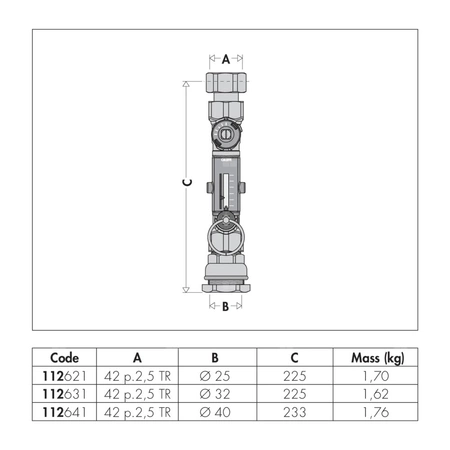 Zawór równoważący z przepływomierzem 42 p.2,5 TR x O 40