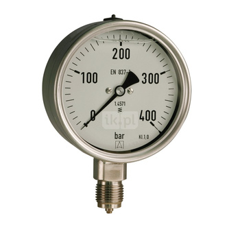 Manometr z rurką Bourdona AFRISO RF wstrząsoodporny -1/0,6 bar G1/2B radialne fi 100 mm, kl. 1.6%