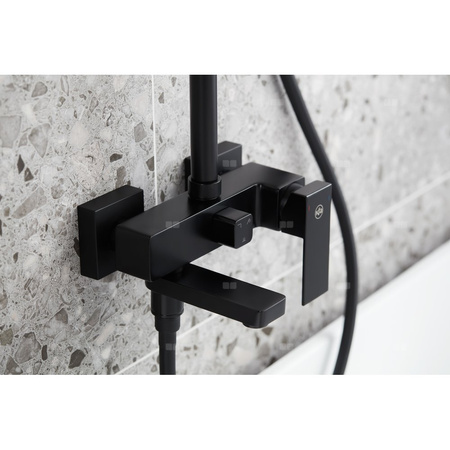 Deszczownia LOGON z baterią natryskową Black i składaną wylewką