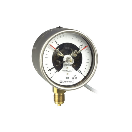 Manometr z rurką Bourdona AFRISO RF kontaktowy magnetyczny MK1 -1/0,6 bar G1/2B radialne fi 100 mm, kl. 1,0%