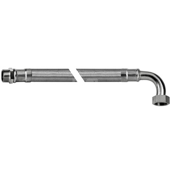 Wąż elastyczny przyłączeniowy QIK stal nierdzewna, 1'' x 1'', dł. 500 mm, GZ x GW (przyłącze kątowe) z oplotem