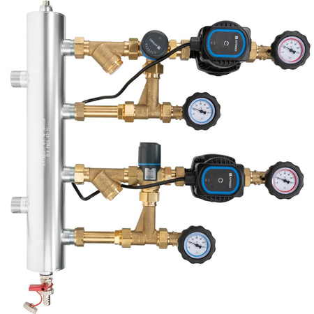 Grupa pompowa AFRISO BPS 961 AP GZ x GW 1'' x 3/4'', z zaworem mieszającym, z zaworem termostatycznym, z pompą obiegową AFRISO APH 160 15-7/130 mm