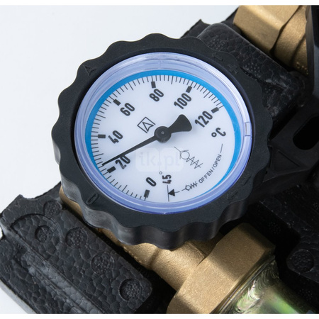 Grupa pompowa AFRISO PrimoTherm K 180-2 DN 25 AP 3-WM GZ x GW 1 1/2'' x 1'', z zaworem mieszającym, z izolacją, z pompą obiegową AFRISO APH 361 25-7/180 mm