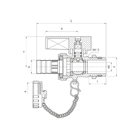 Zawór kulowy PERFEXIM 1809 mosiądz niklowany 1/2'' GZ x przyłącze do węża, uchwyt: pokrętło