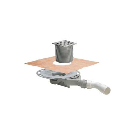 Wpust VIEGA 498061 z 1 przyłączem DN 50, odpływ pionowy, kratka 100x100mm stal