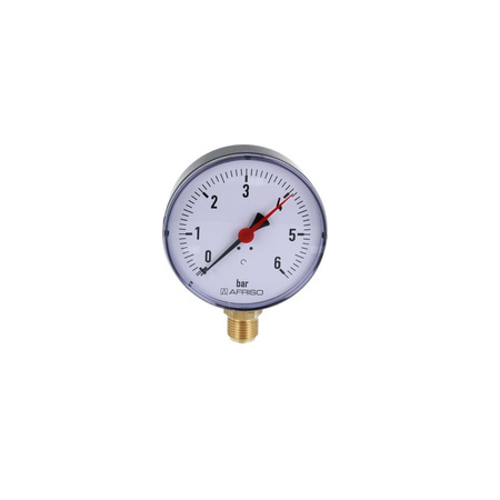Manometr z rurką Bourdona AFRISO RF grzewczy 0/6 bar G1/2B radialne fi 100 mm, kl. 2.5%