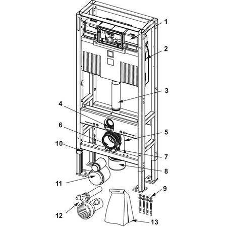 Stelaż podtynkowy do WC TECE construct, 1120 x 500 x 210 mm, regulowana wysokość, ze spłuczką