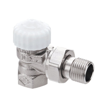 Zawór termostatyczny z bezstopniową nastawą wstępną V-exact II DN20 kapturek biały, kątowy