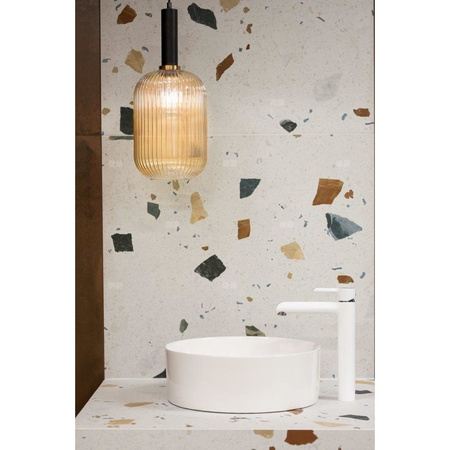 Bateria umywalkowa stojąca nablatowa KFA Armatura ANGELIT click clack, chrom, biały, montaż blat / otwór na baterię