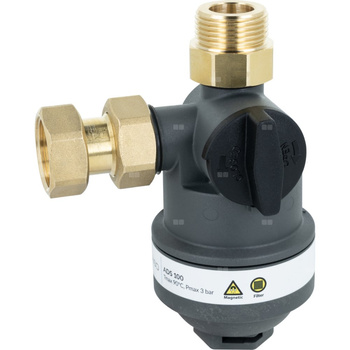 Kompaktowy magnetyczny separator zanieczyszczeń ADS 100, przyłącza kątowe G3/4'', Kvs 4,2 m3/h