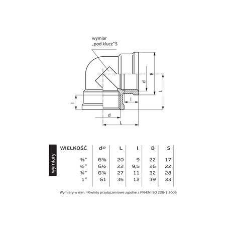 Kolano PERFEXIM 5113, mosiądz, 1/2'' (GW), PN16 bar