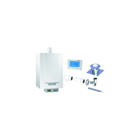 Pakiet - Kocioł gazowy jednofunkcyjny DE DIETRICH MCR3 Evo 24T kondensacyjny wiszący 6.1 - 24.8 kW + RegulatoriSense + Zestaw powietrzno-spalinowy szachtowy